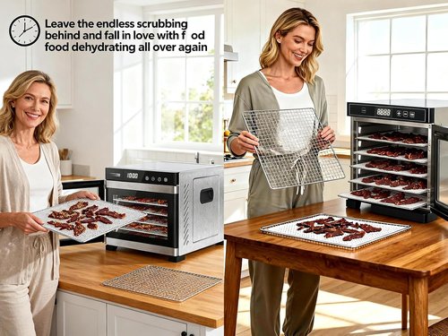 Cosori Silicone Dehydrator Tray Liners - Reusable Non-Stick Mesh Sheets, 12x13 Inch, 6-Pack for Jerky & Herbs