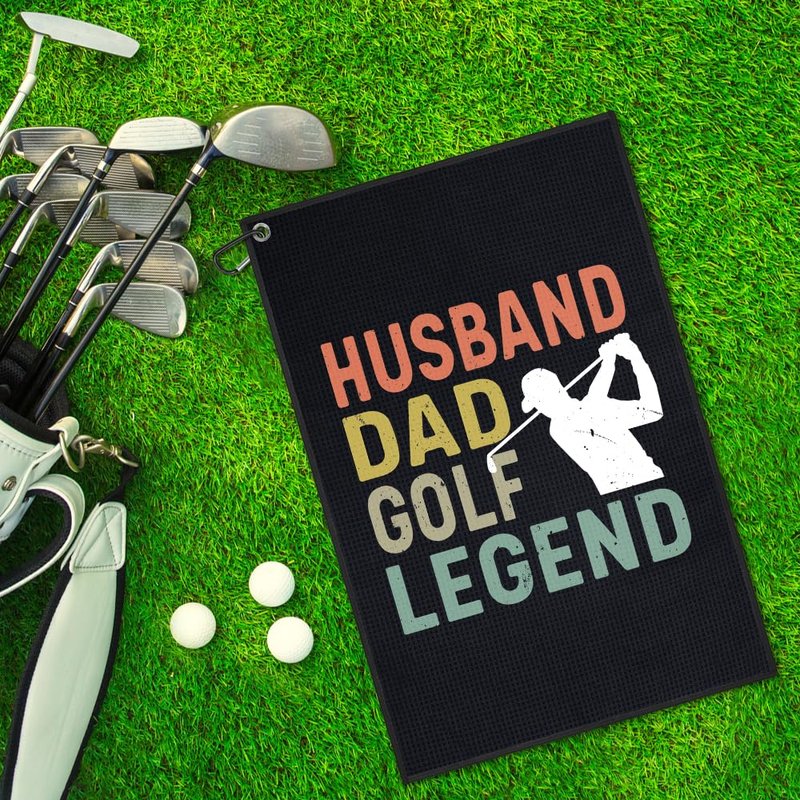 WUUCKOO Husband Dad Golf Legend Golf Towel, Funny Golf Towels for Golf Bags for Men, Golf Dad Gifts, Golfer Husband Golf Towel, Golfing Gifts for Him, Fathers Day Birthday for Dad Husband Golf Lover