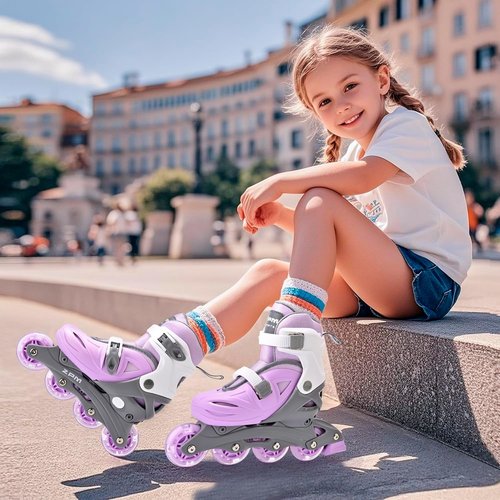 2PM SPORTS Inline Skates for Kids - Adjustable Light-Up Roller Skates for Ages 4-12