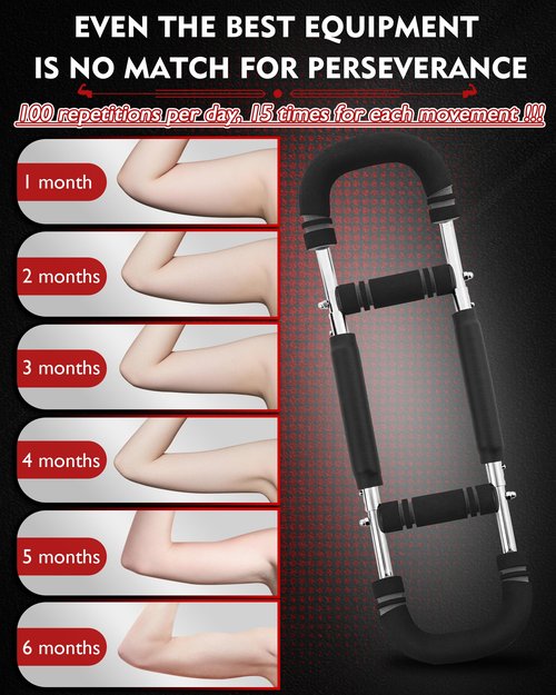 Twister Arm Exerciser for Men - Adjustable Spring Bar for Upper Body & Arm Workouts - Build Chest, Shoulders, Triceps & Forearm Strength Home Gym Strength Trainer Blaster (60-90lbs Resistance)