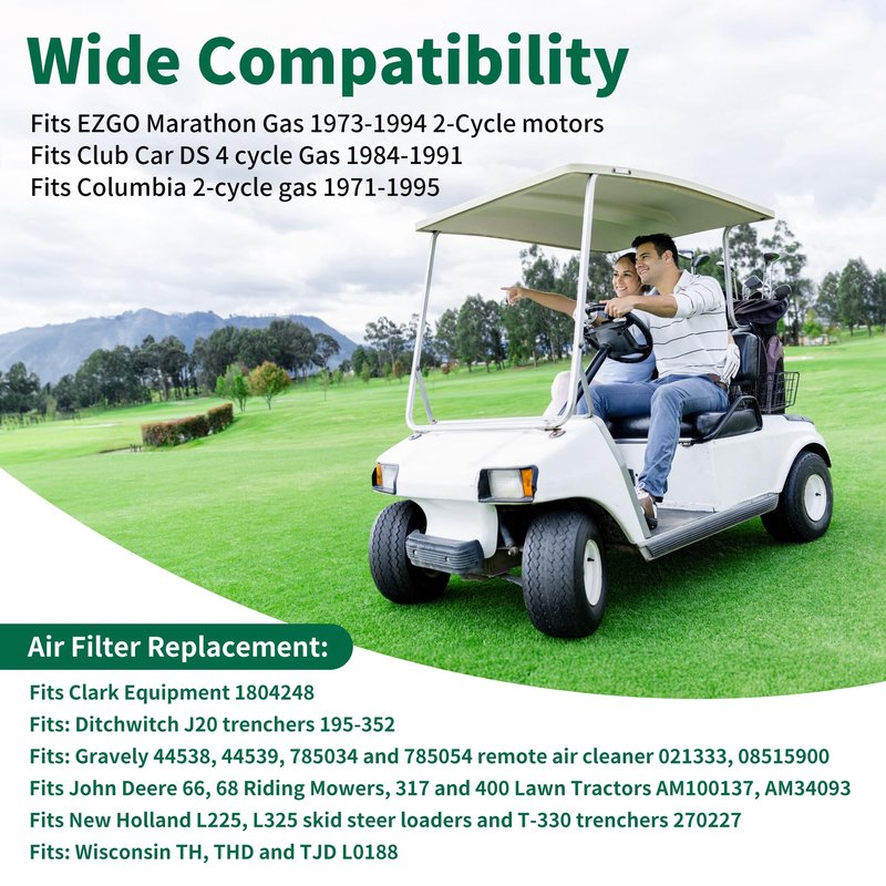 10L0L Golf Cart Tune Up Kit for EZGO Marathon 73-94, Club Car DS 84-91 Gas Model, Air Filter Fuel Filter Maintenance Kit, Replace OEM 1013379 1012506 14416-G1