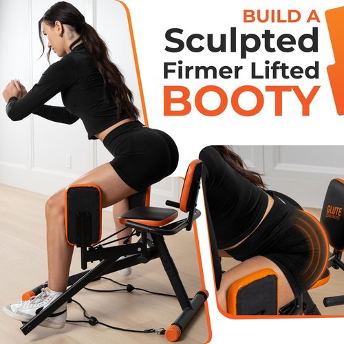 Glute Glow™ Hip Abductor Machine for Home Gym - USA Based - Booty Builder & Booty Trainer for Women – 3 Resistance Levels – Bonus Arm Bands, Thigh Workout – Glute Workout Equipment & Glute Machine