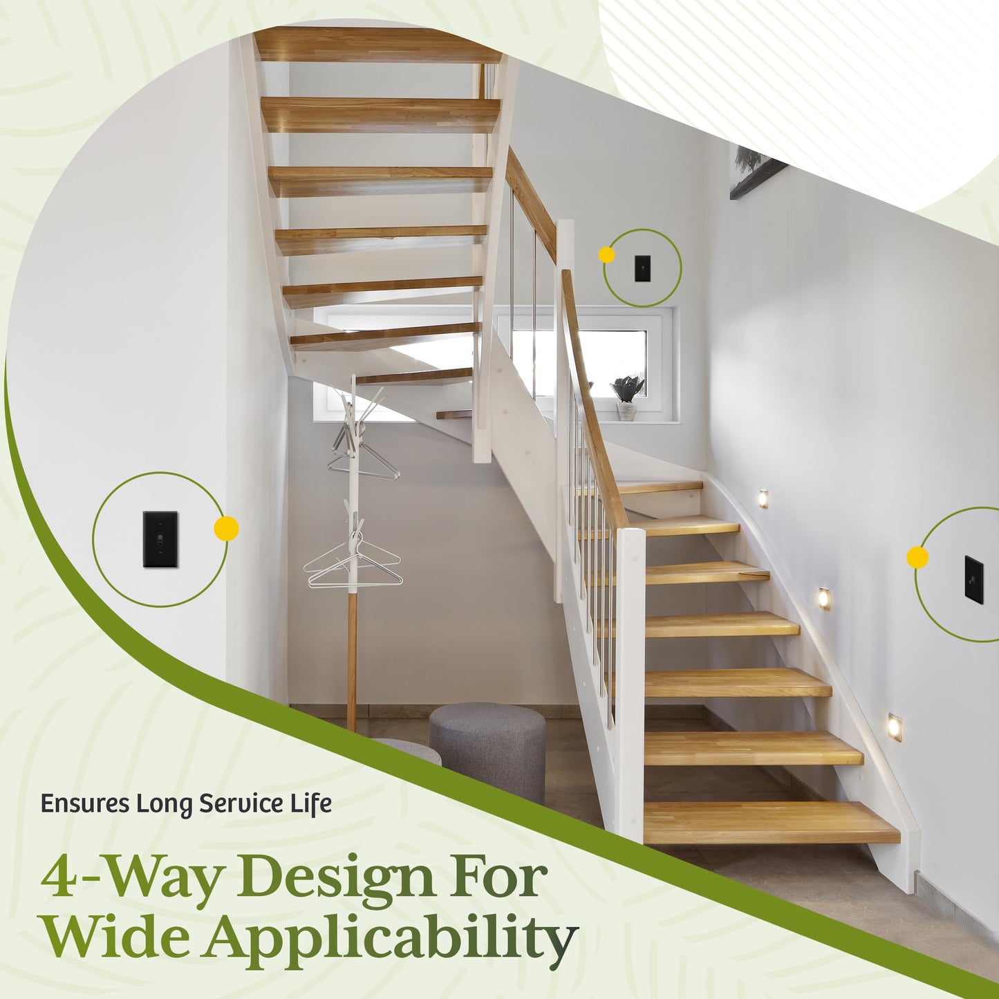 TG 4-Way Toggle Light Switch, Four Way Electrical Wall Switch, 15 Amp, 120V-277V AC, Grounding Screw, Residential Grade, UL Listed, LS-T415-BK, Black (1 Pack)