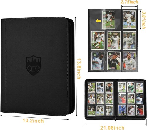 GERMUN Trading Card Binder - Premium 9 Pocket Holder for 360 Cards | Double-Sided Album (Black)