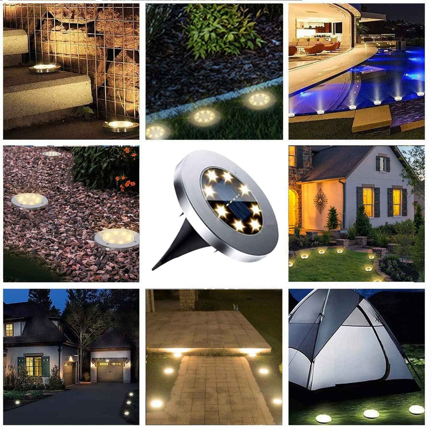 Rayolon Solar Ground Lights, Waterproof Solar Garden Lights, Upgraded Outdoor Garden Waterproof Bright in-Ground Lights, Landscape Lights for Pathway,Yard,Deck,Lawn,Patio,Walkway (4 Pack Warm Light)