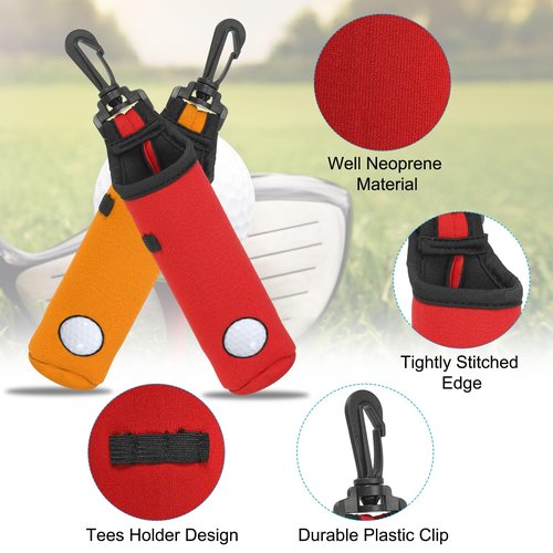 PATIKIL Golf Ball Carry Bag, 2Pack Golf Tee Holder Pouch Portable Neoprene Golf Ball Holders with Clip for Men and Women Storage Gifts, 2 Color