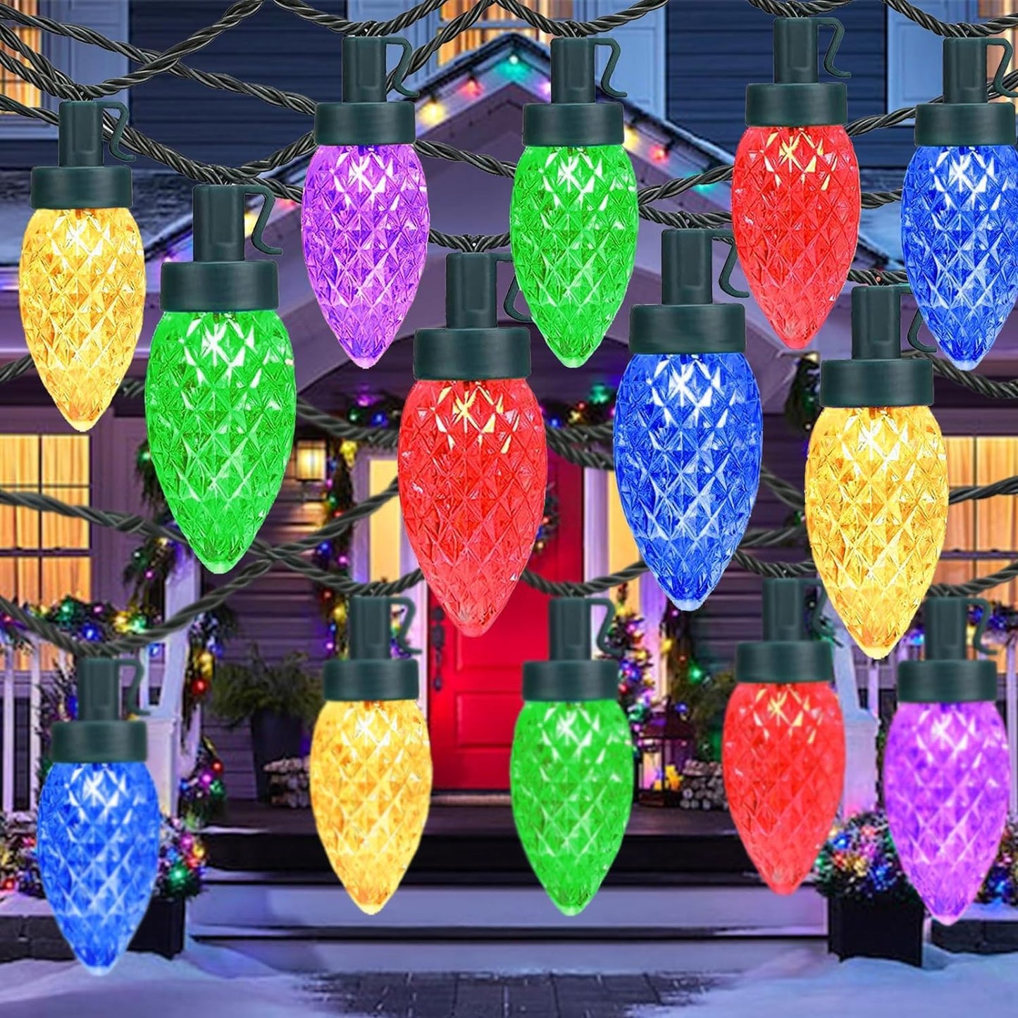 100 LED Orange & Purple C9 Halloween String Lights - Waterproof, 98FT, 13 Modes for Indoor/Outdoor Party Decor