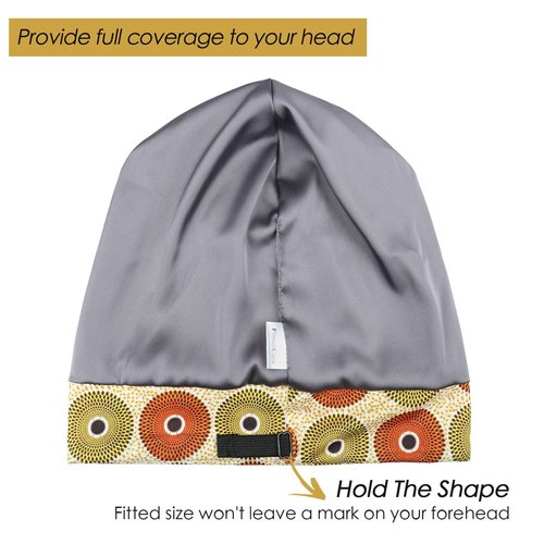Breathable Sleep Cap - Satin Lined Hair Cover - Soft Night Wrap