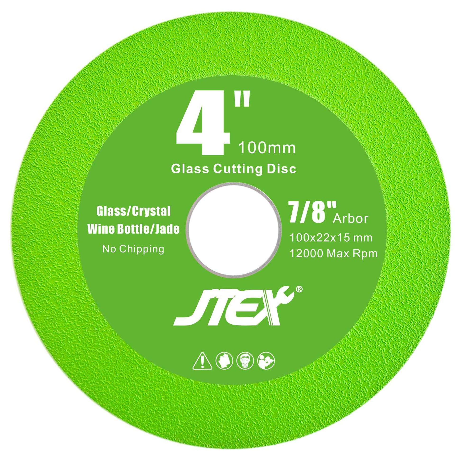 JTEX 4 Inch Ultra-Thin Diamond Glass Cutting Discs (3-Pack) - Suitable for Angle Grinders, Cutting Wine Bottles, Glass, Jade, and More