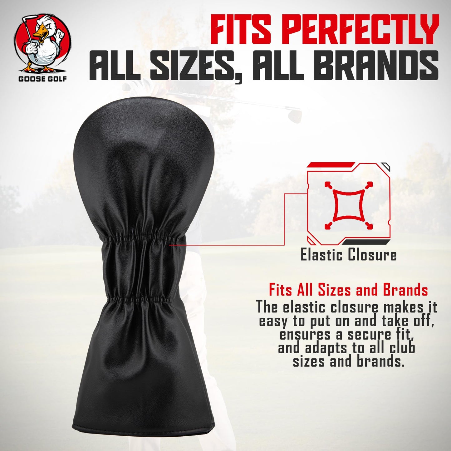 Universal Golf Club Headcovers for Driver and Woods – Compatible with All Brands (Callaway, Taylormade, Titleist…) – Premium Protection with Elastic Closure – Goose Golf