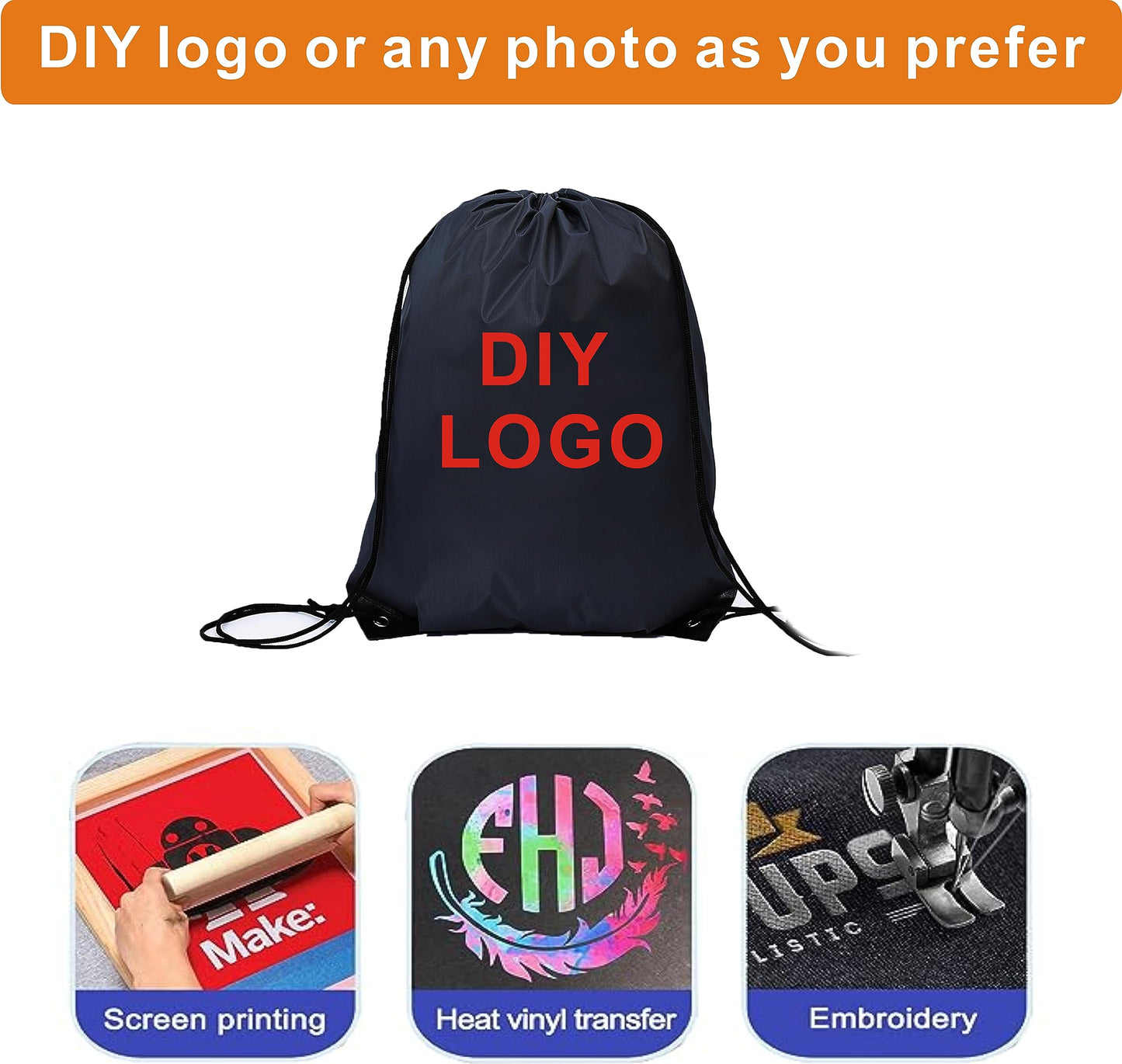 JohahaTim Drawstring Backpack Bulk 20 Pcs Draw String Bags DIY Gym Sports Traveling Yoga Cinch Bag Sackpack Drawstring (Black)