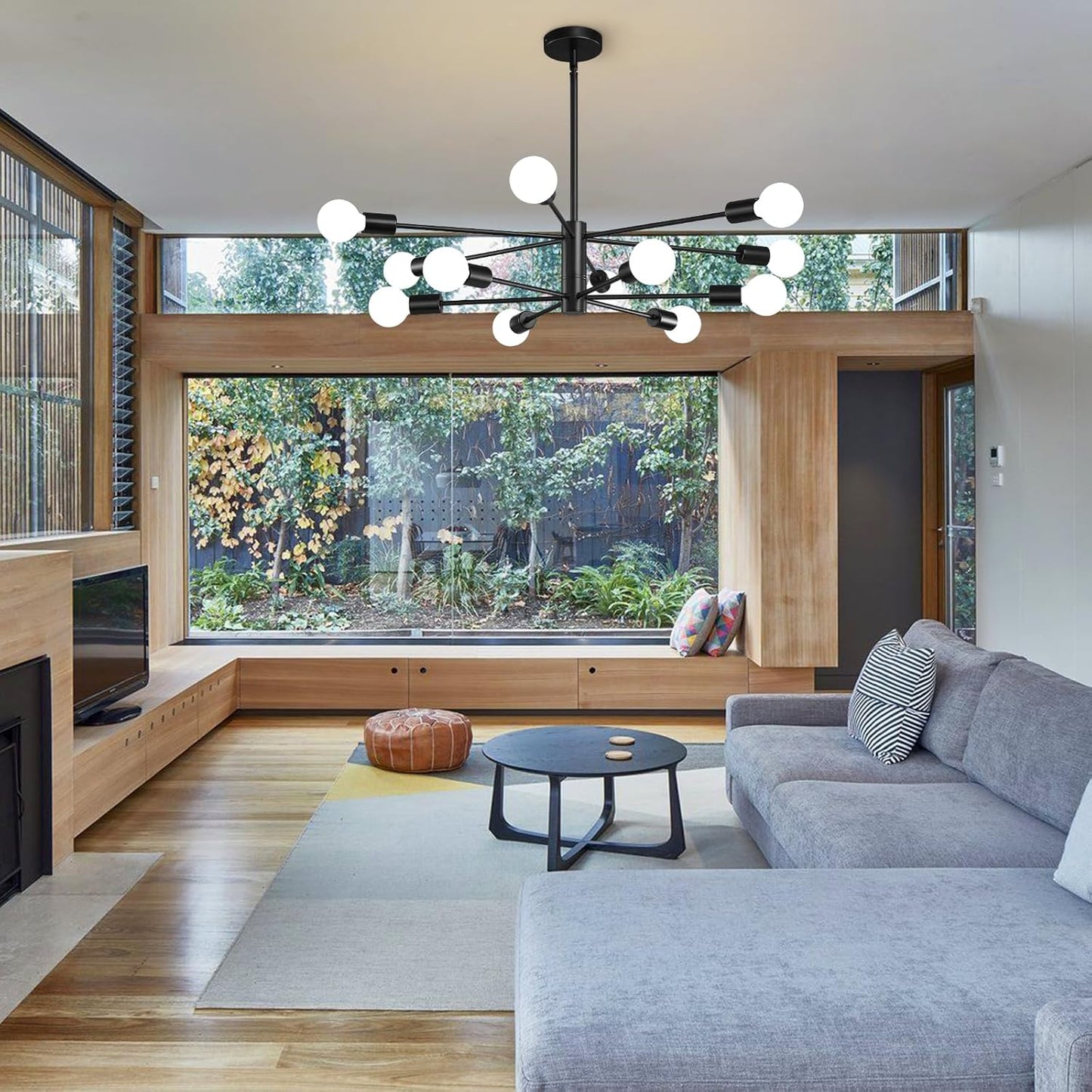 8-Light Gold Sputnik Chandelier - Modern Adjustable Ceiling Light for Dining Room, Kitchen & Foyer