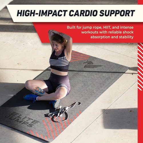 EliteSRS Jumps Premium Jump Rope Mat - Large Format Non Slip Mat - Home Workout Exercise Mat - Suitable for All Surfaces