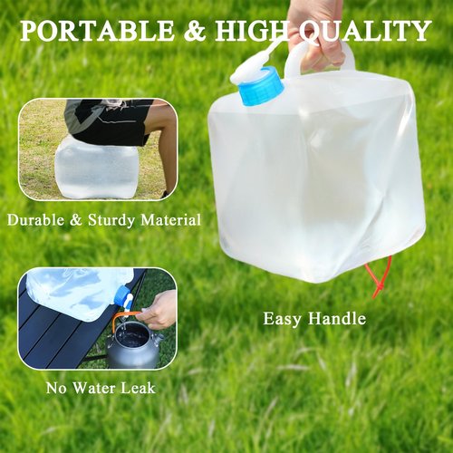 Cosell Collapsible Water Container with Spigot & Hook, BPA Free Water Jug, Foldable Carrier Bucket, Water Storage Container for Camping Hiking Survival Kit, 2-Pack (10L/2.6 Gallon)