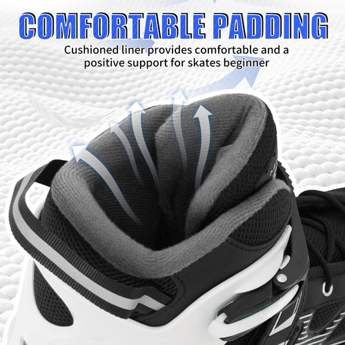 MammyGol Adult Inline Skates for Men Women, Roller Skates with Carbon Steel Bearings, TPR Brake, 3D Mesh, EVA Lining, PVC Upper | Adjustable Size Better Fit for Beginner Skating Enthusiasts