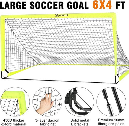 Kids Soccer Goals by [Brand Name] - Backyard Set of 2 | 4x3 ft & 6x4 ft Training Equipment with Soccer Ball & Cones
