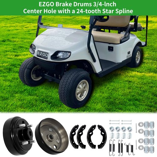 Golf Cart EZGO Maintenance Brake Drums Kit for Electric EZGO TXT 1997-Up, With Brake Hub Drums, Brake Shoes&Brake Sping Kits, Replace OEM 19186G1 70794G01 70795G01 (Not Fit 4-Cycle Gas Models)