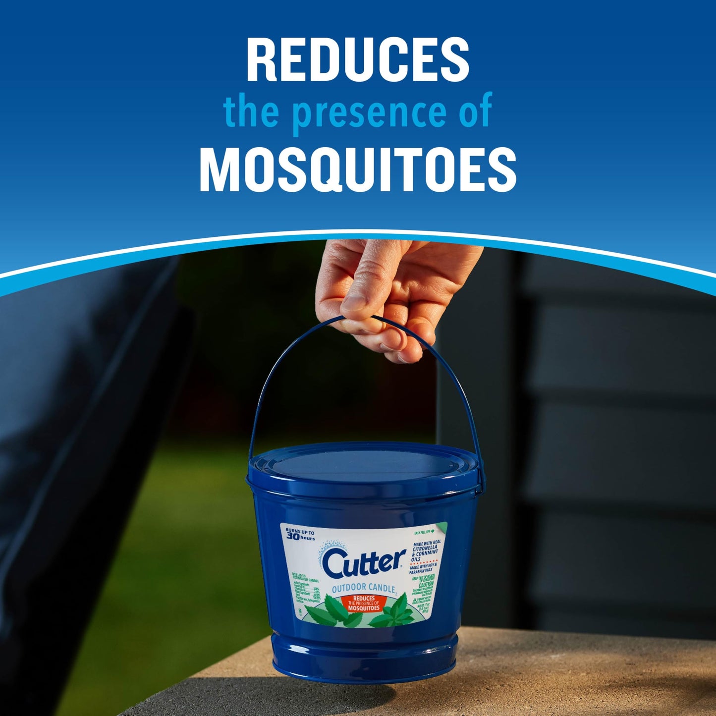 Cutter Candle, Outdoor Soy Wax Candle Made with Real Citronella Oil and Cornmint Oil Reduces The Presence of Mosquitoes with A Light, Fragrant Citronella and Mint Scent, 17 Ounces, 6 Pack