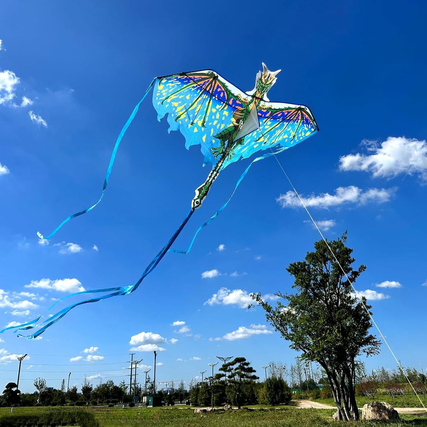 Mint's Colorful Life Dragon Kite - Easy to Fly for Kids & Adults | 300ft Kite String Included