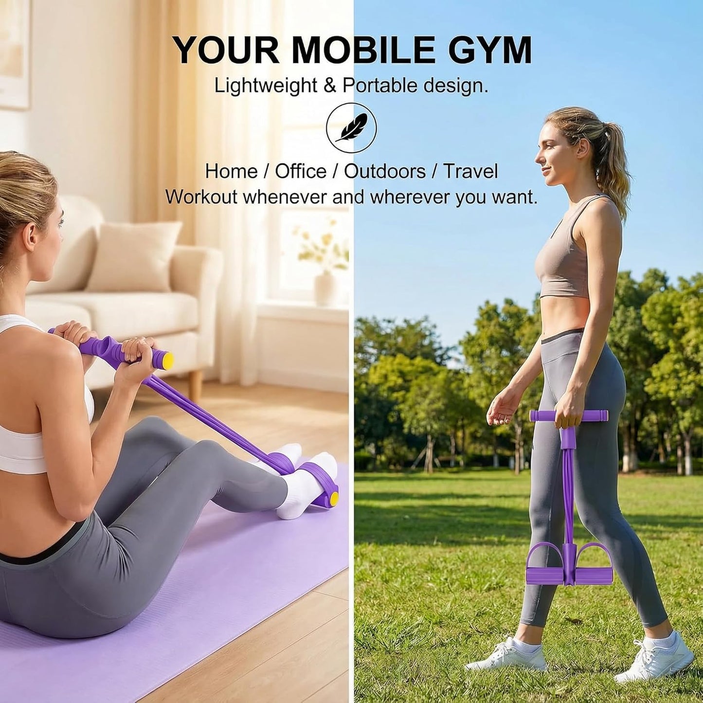 Pedal Resistance Band - 6-Tube Foot Pedal & Ankle Puller for Full Body Workout | Home Gym Equipment