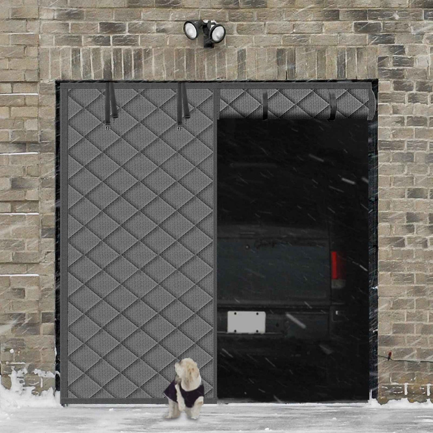 Garage Door Insulation Curtain for Winter 1 car 9 x 7 ft Magnetic Insulated Thermal Garage Screen Door Waterproof Thicken Cotton Cover Blanket Gray