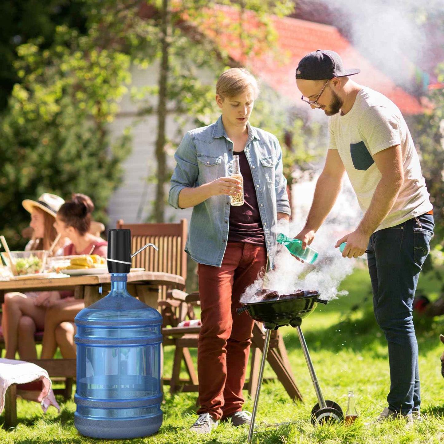 Myvision 2 Pack Electric Portable 5 Gallon Water Dispenser, Universal Micro USB Charging Water Bottle Pump, 3-5 Gallon Jug Water Dispenser with Silicone Cap (2pcs Mode 9)