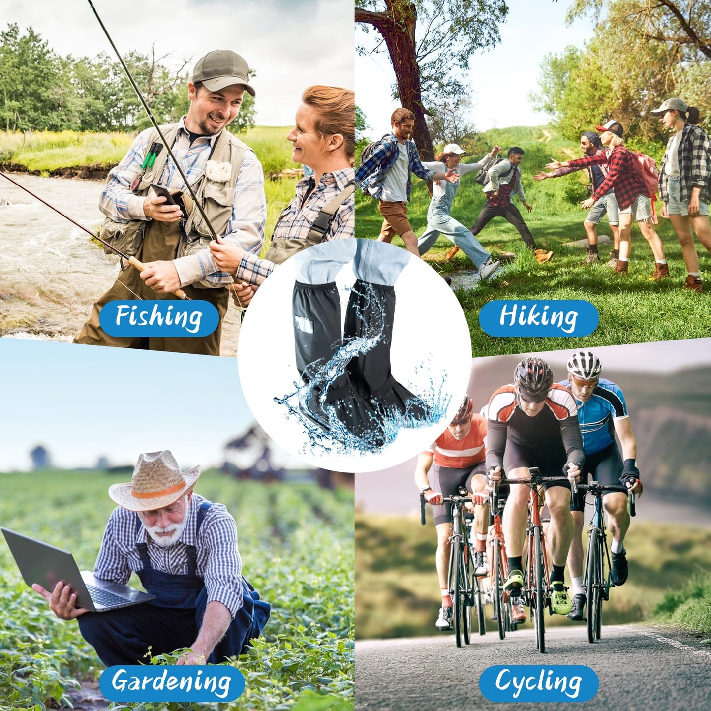 IwIeIaIrI Waterproof Rain Boot Shoe Cover Non-Slip Waterproof Boot Covers for Snow & Rain, Walking, Hiking & Motorcycle Gear Shoe Cover PVC Material with Safety Reflector Reusable & Foldable Black(XL)