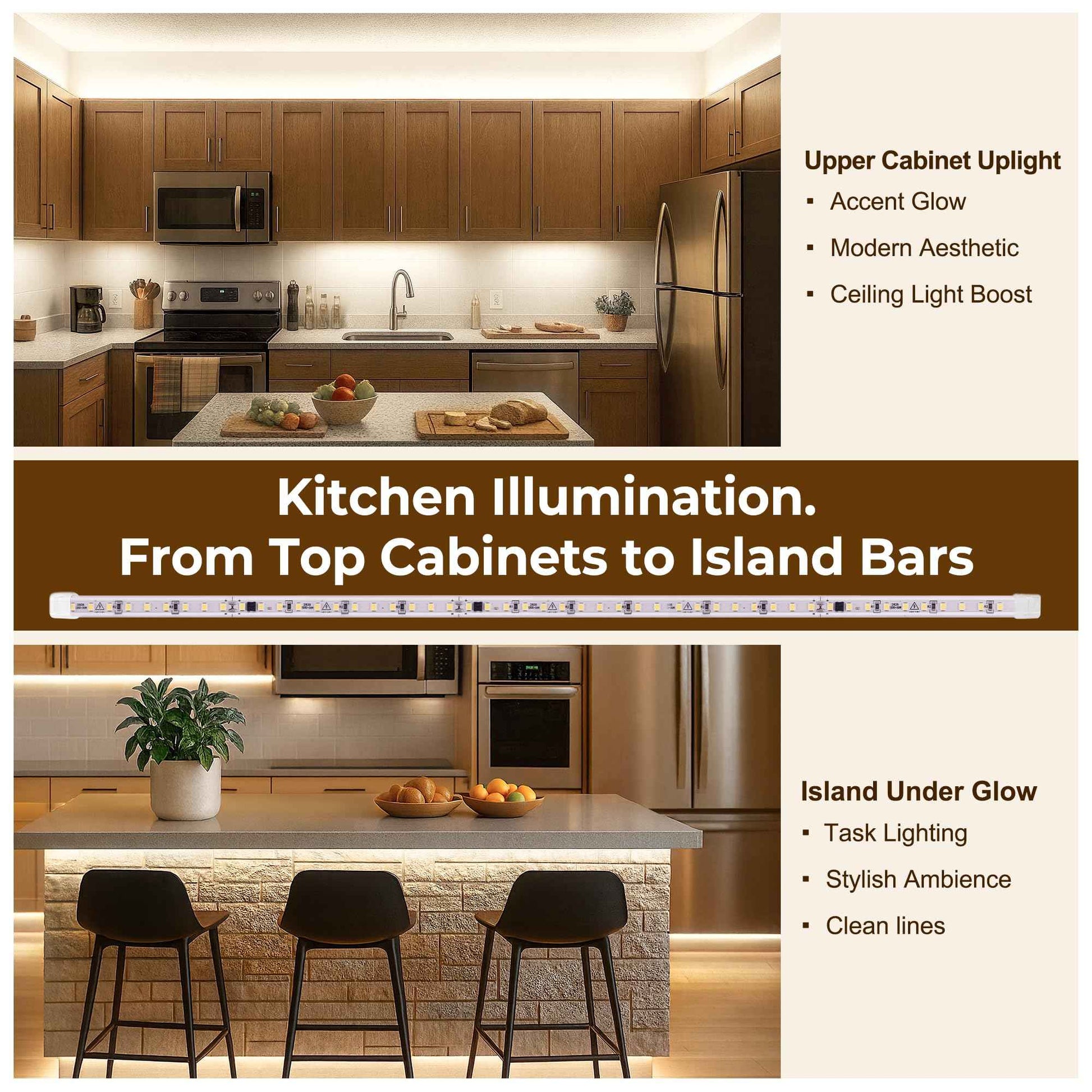 72inch Hardwired Under Cabinet Lighting for Kitchen, 6000K White Wired Undercounter Waterproof Led Strip Lights, Luces para Cocina Bajo Gabinete Under Shelf Lights