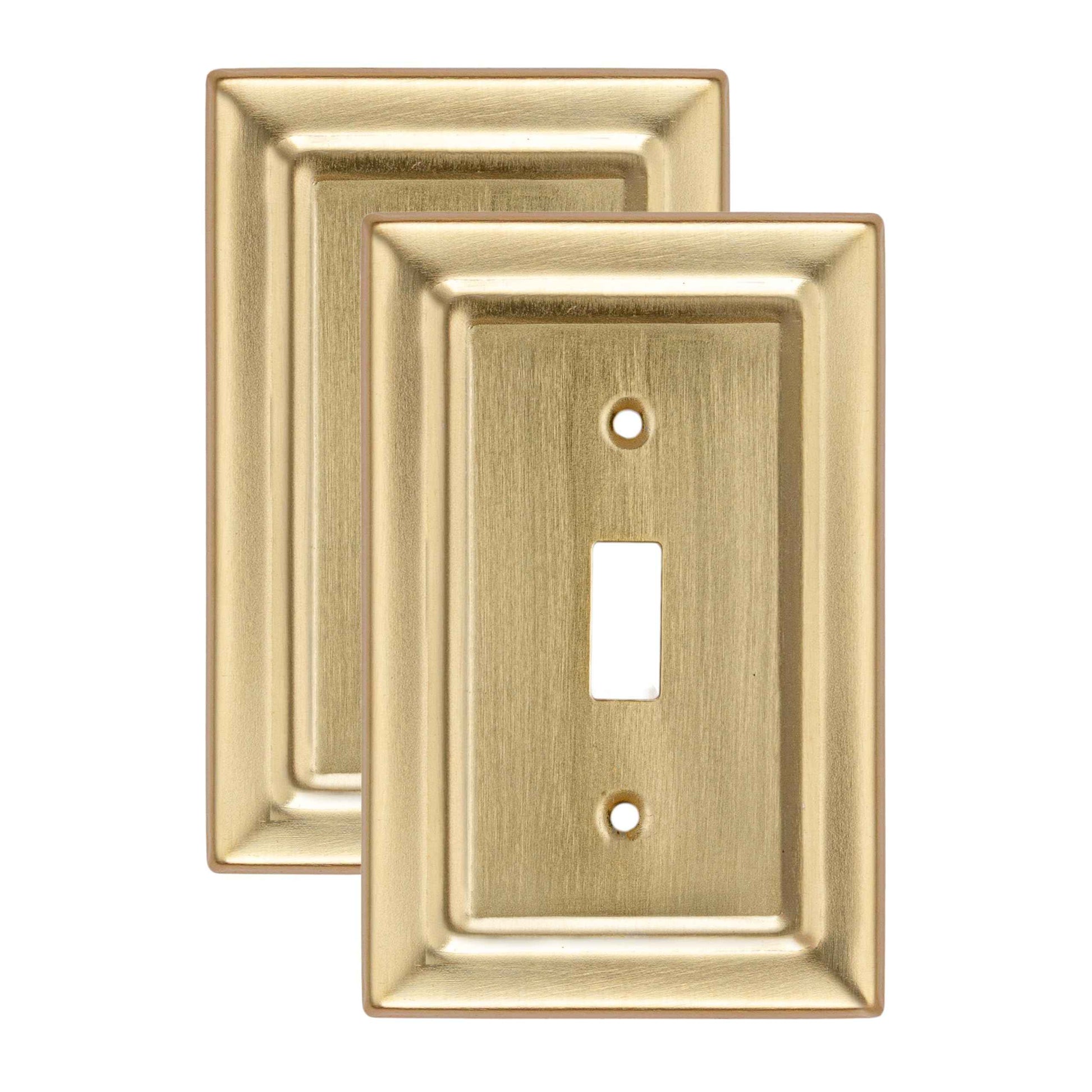 Monarch Abode 1-Gang Toggle Wall Plate, Architectural Metal Single Switch Wall Plate, Decorative Light Switch Cover Plate for Electrical Outlet, Brushed Gold, Pack of 2