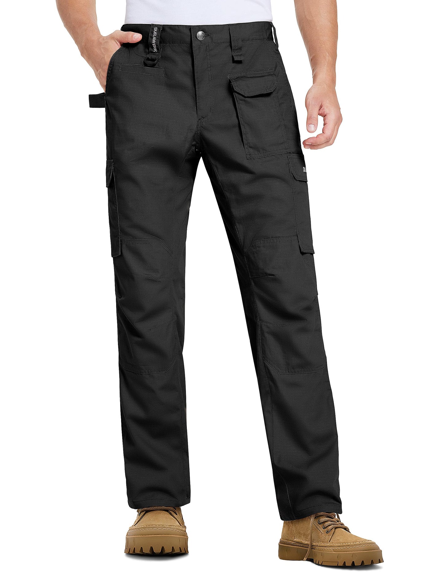 DURAWERK Men's Cargo Pants, Water Resistant Work Pants, Durable Ripstop Tactical Pants, EDC Hiking Pants, Hunting Pants