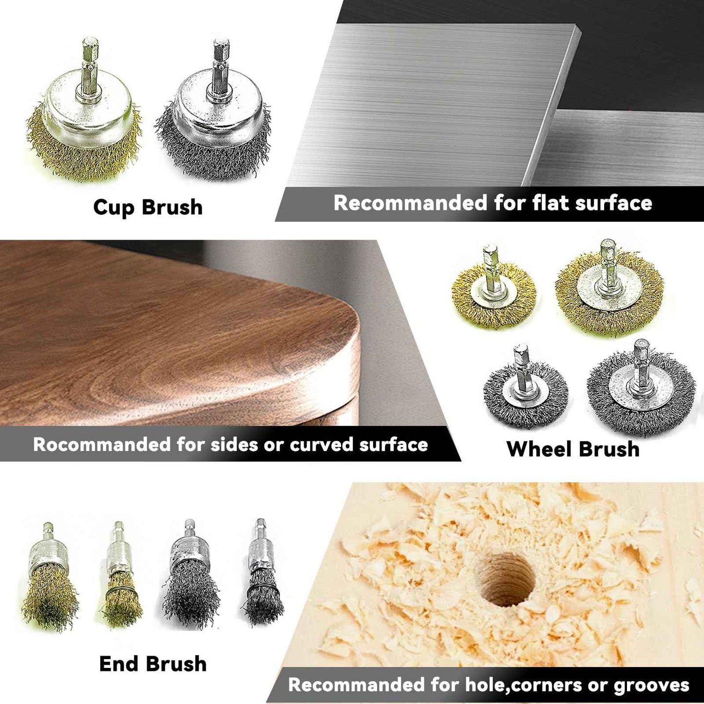 Daily Treasures 10 Pack Wire Wheel Cup Brush Set for Drill Abrasive with 1/4" Hex Shank,Extension Rod for Safty,Brass Coated Crimped Drill Sanding Attachment，Metal Brush for Drill Rust Removal