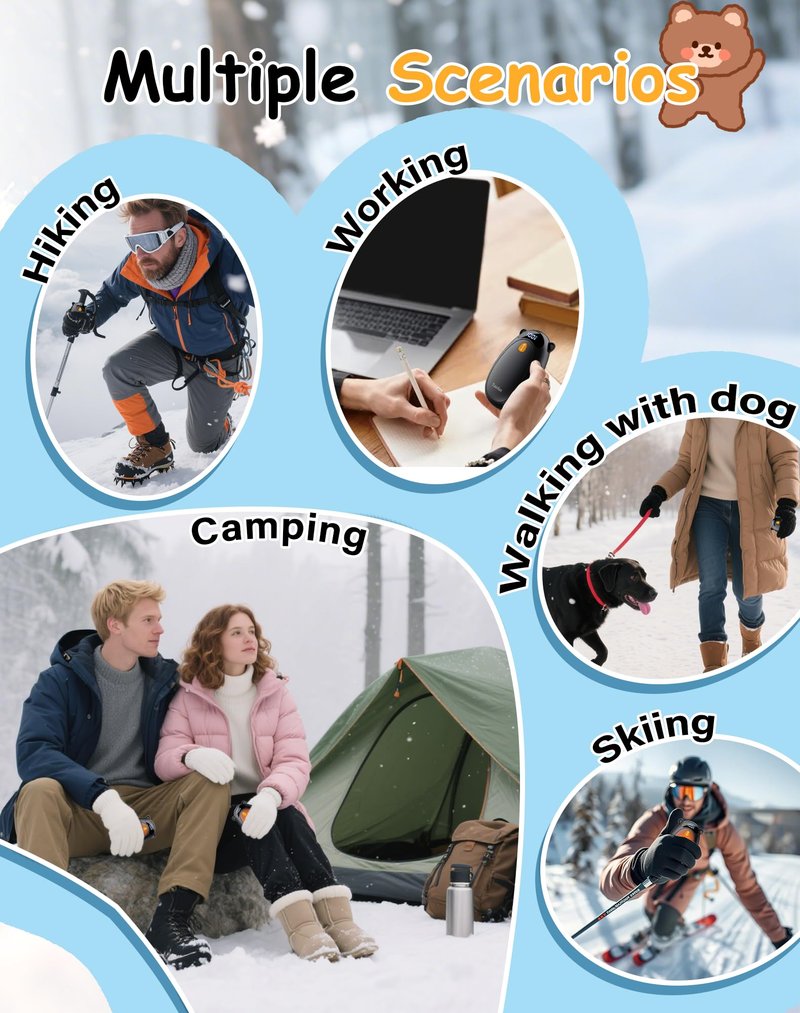 Taiofan Electric Hand Warmers Rechargeable, Cute Bear Design, LED Display, 4 Settings, Fast Heating Portable Pocket Heater Magnetic Handwarmers 2 Pack for Hunting Essentials Camping Gift for Men Women