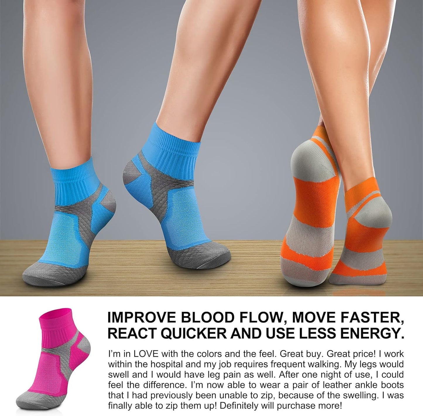 CHARMKING Compression Socks - 15-20 mmHg Circulation Support for Athletic Running & Daily Wear