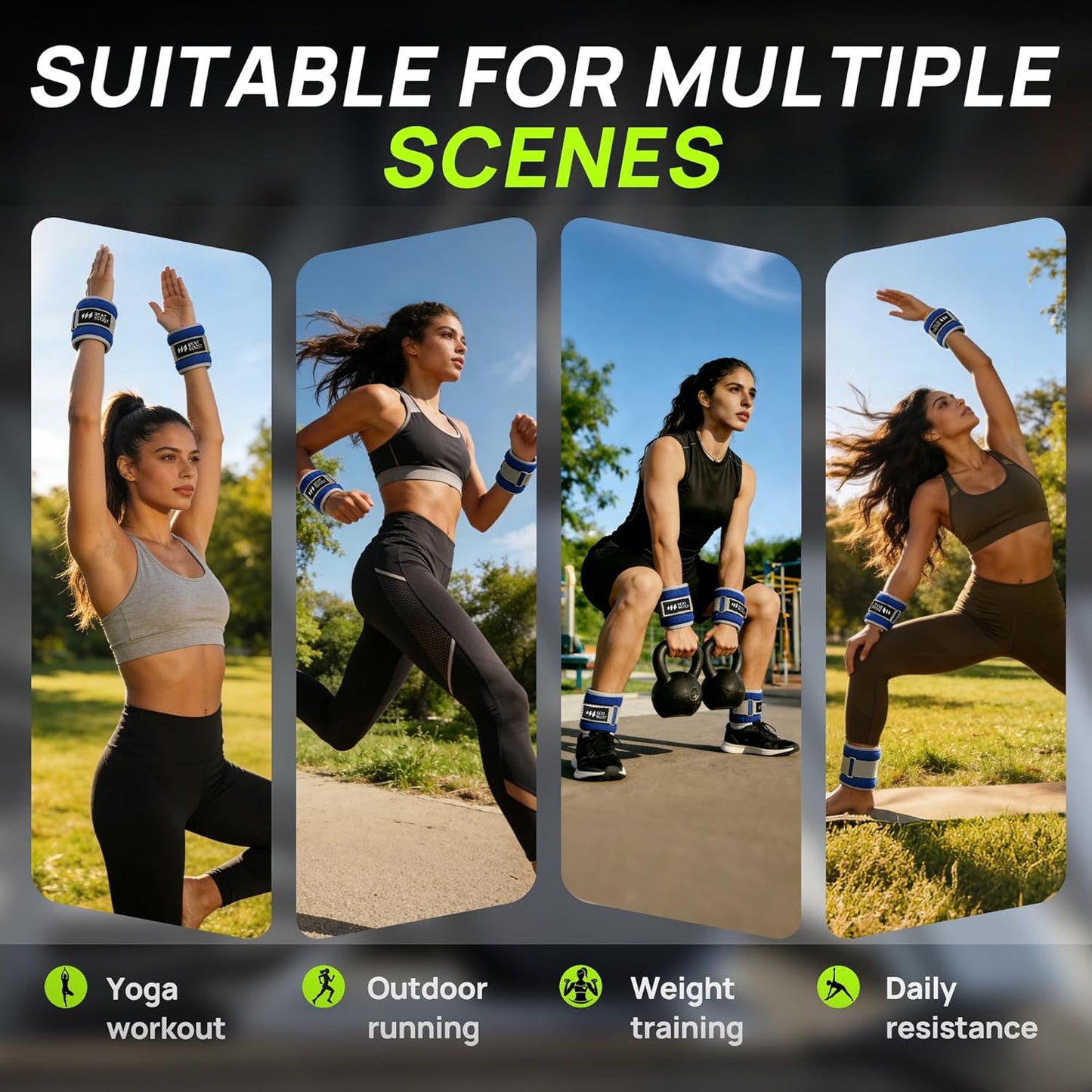 Skiennix Ankle Wrist Weights - Adjustable Arm & Leg Weight Set for Walking & Pilates | 1-10 Lbs