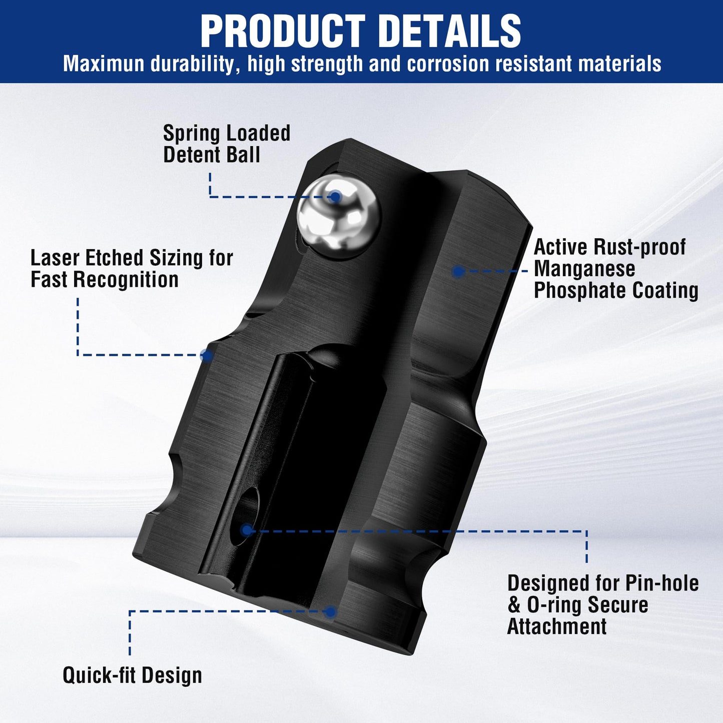 WORKPRO 1/2" F to 3/4" M Impact Socket Adapter, Cr-Mo Steel, Socket Adapter Set for Impact Driver Conversions, Square Drive Reducer for Impact Driver Wrench