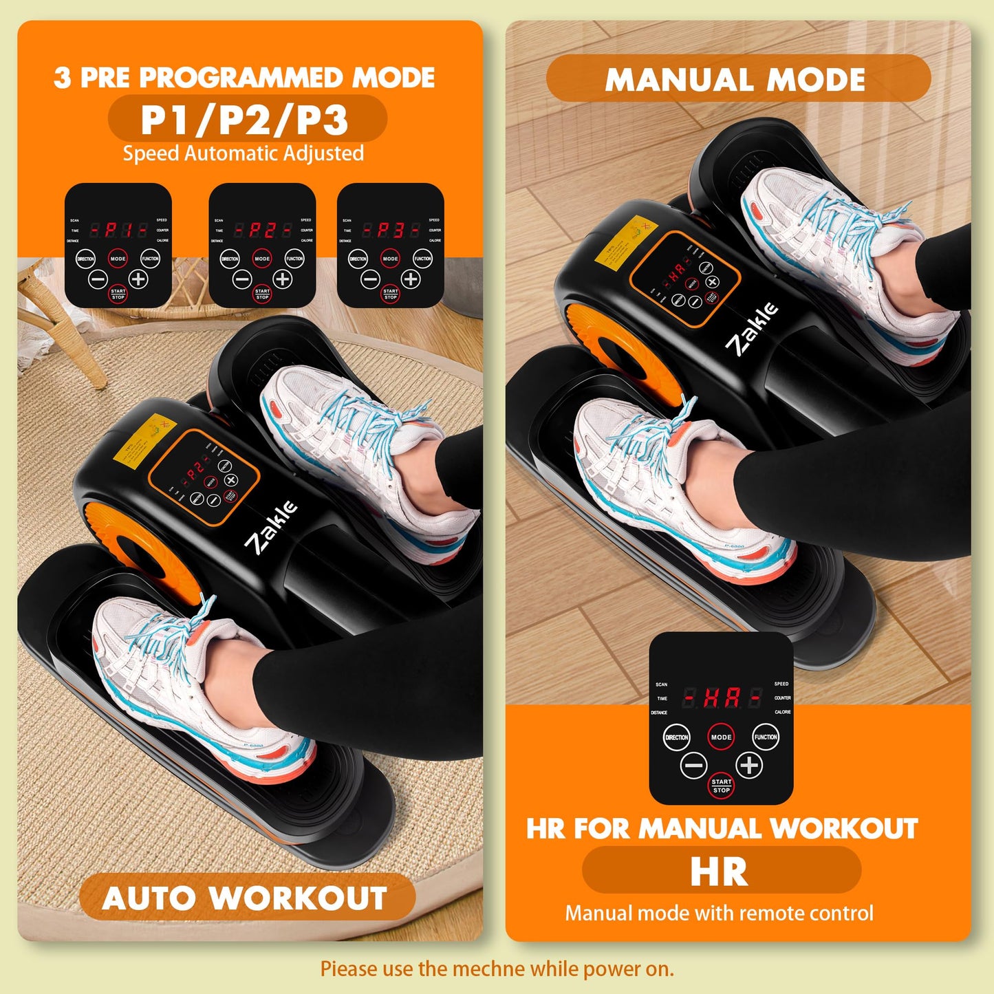 Zakle Under Desk Elliptical Machine, Ellipse Leg Exerciser as Seen on Tv for Seniors w/Remote & 12 Speeds Level, Manual & Auto Mode, Quiet Electric Seated Pedal Exerciser for Home Office (Black)