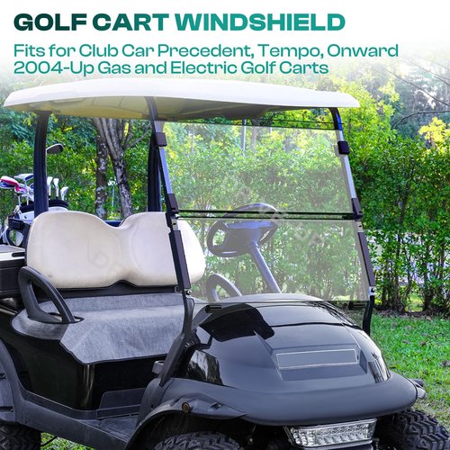 DRIVE UP Club Car Windshield, Golf Cart Windshield Compatible with Club Car 2004-Up Precedent, Onward, Tempo Gas and Electric Golf Carts, Clear Foldable Windshield Impact Resistant and UV Protection