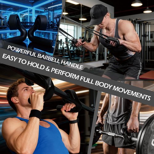 45/90 degree Neutral Grip Pull Up Handles with Lifting Straps - Heavy Duty Angled Barbell Grips & Pull Up Bar Grips for Home Gym, Deadlifts, Rows - Relieve Wrist & Shoulder Stress (black, 45°)