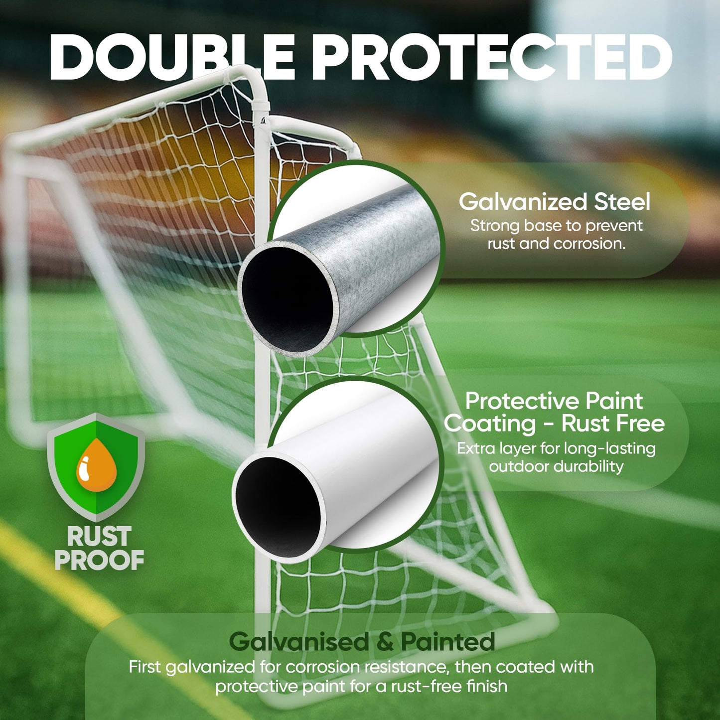 Soccer Goal 12×6 – Larkon – Backyard, Training and Tournament Size – Durable Rust-Free Guarantee Steel Frame for Kids and Adults – with Net, Cones, Storage Bag, Stakes and Easy Assembly