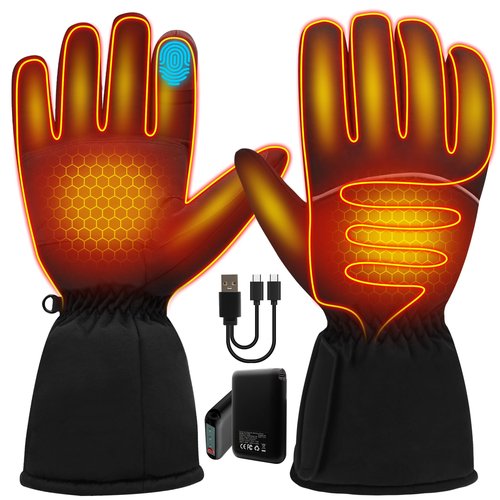 Svpro Heated Gloves for Men and Women, 5000mAh Rechargeable Battery Heating Electric Hand Warmer Glove, Touchscreen Winter Warm Thermal Gloves with 3 Heat Settings