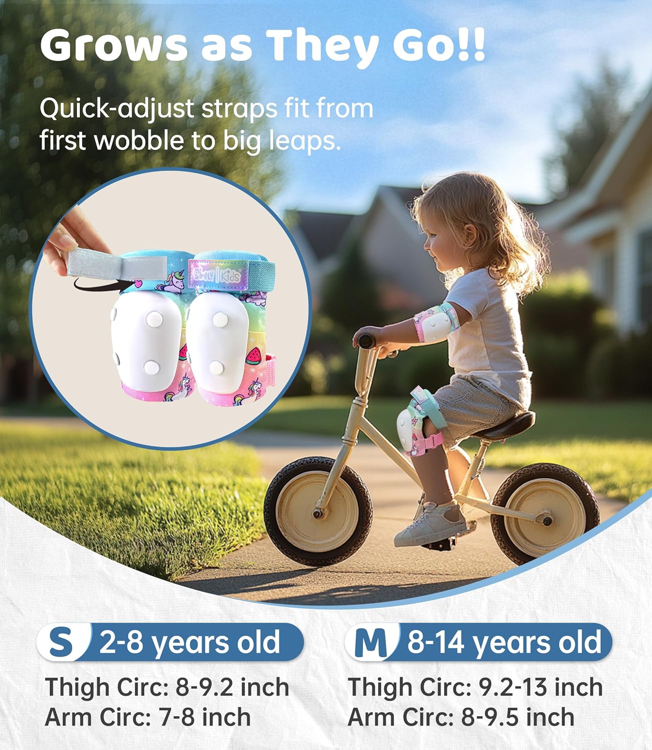 Simply Kids Protective Gear Set - Knee & Elbow Pads with Wrist Guards | CPSIA Certified for Safety