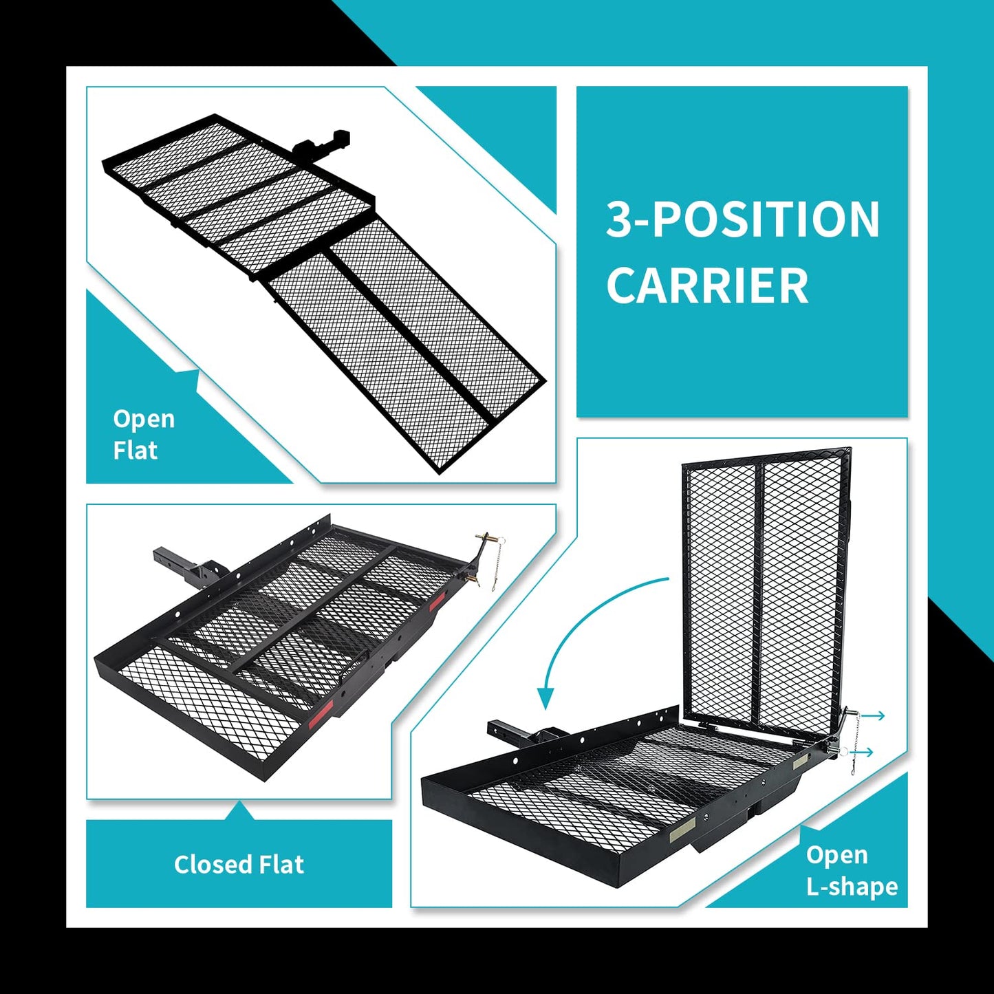 New Mobility Carrier Ramp Hitch Mounted 46.2 x 26.8 x 38.7 500 lbs for