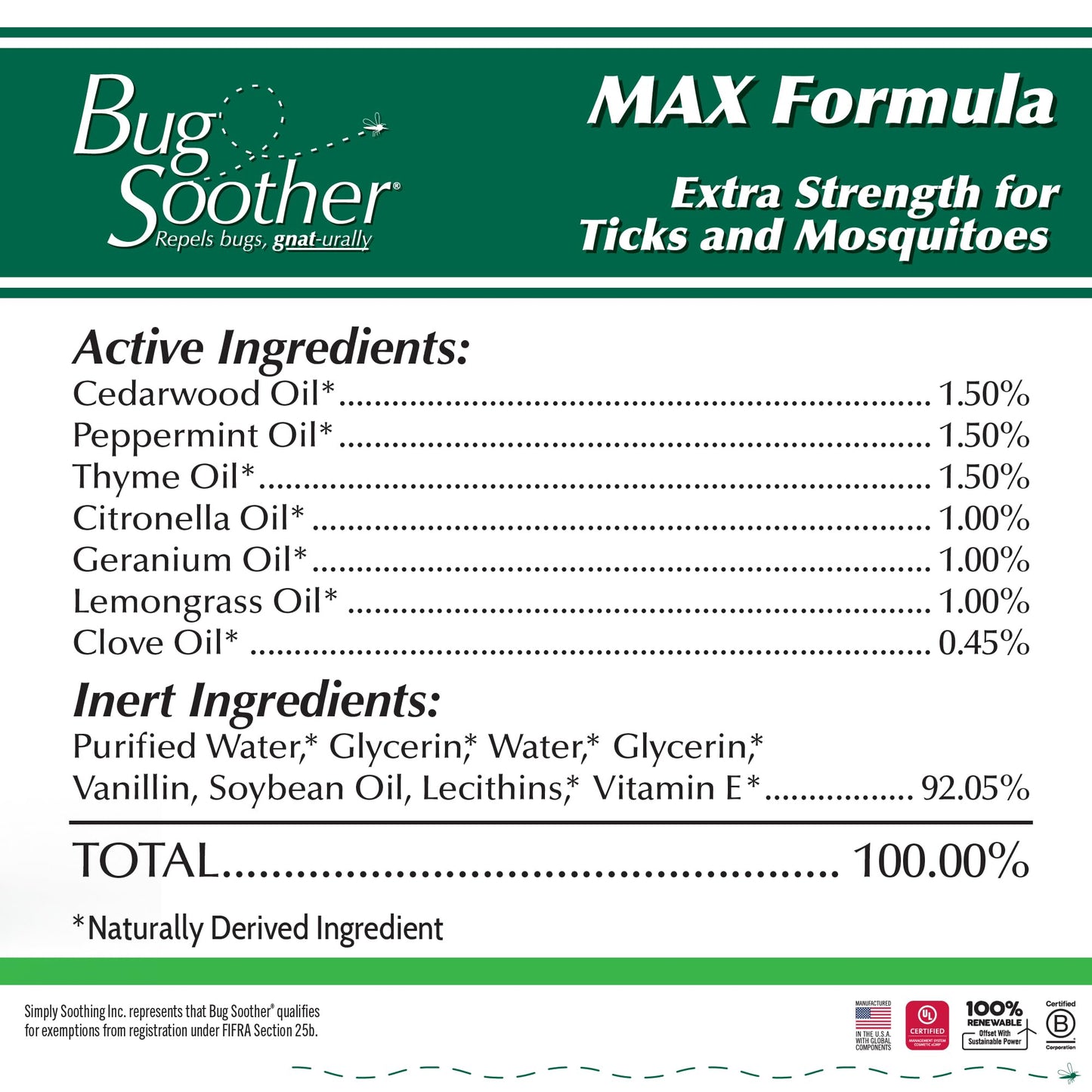Bug Soother MAX DEET-Free Tick & Mosquito Repellent Spray, 8 oz. 2 Pack
