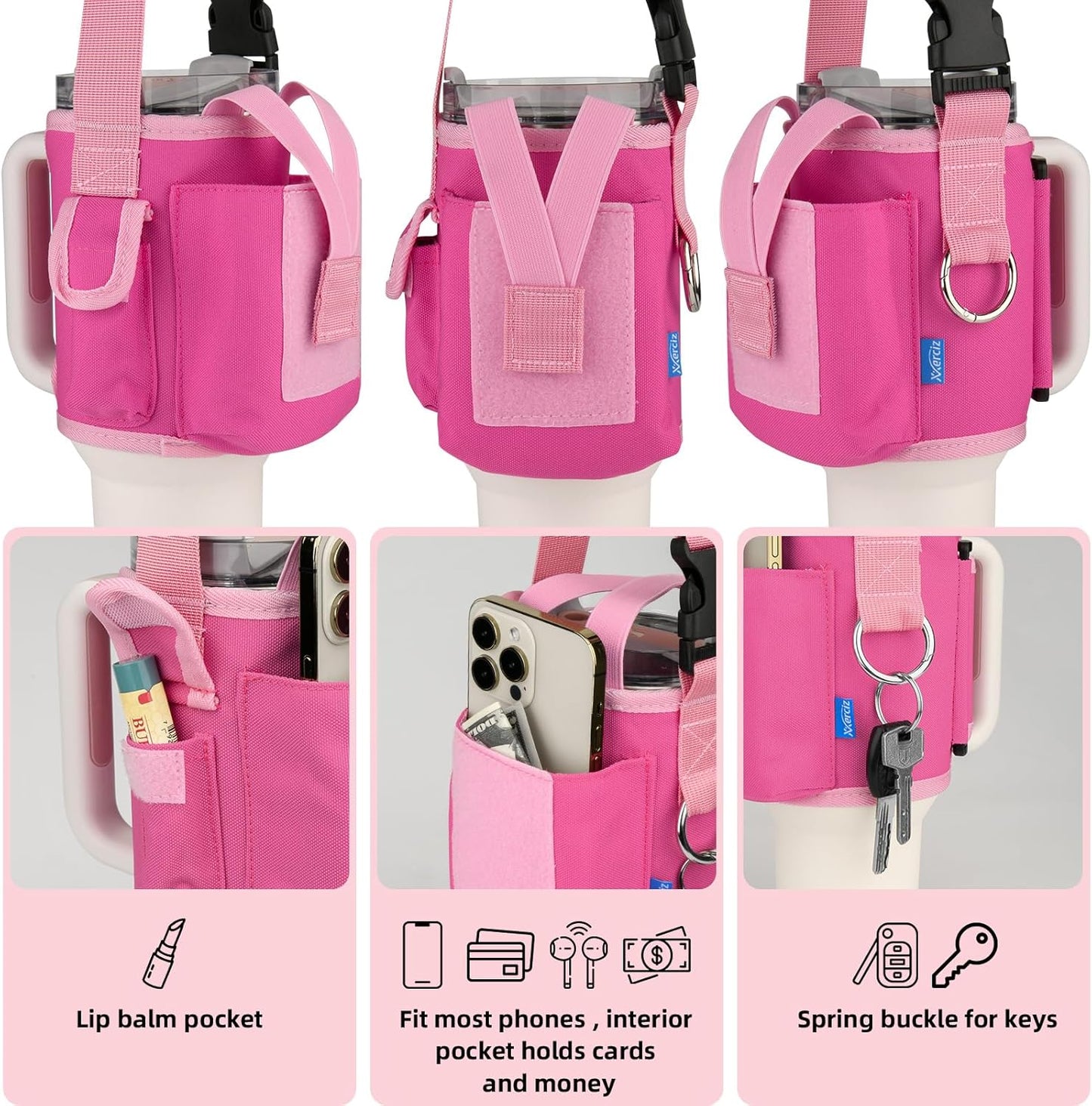 Xxerciz Carrier Bag - Crossbody Tumbler Bag for Stanley 40 oz with Phone Holder & Adjustable Strap