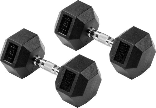 Fitvids Premium Hex Dumbbells - Rubber Encased, 45LB Pair for Strength Training and Home Workouts