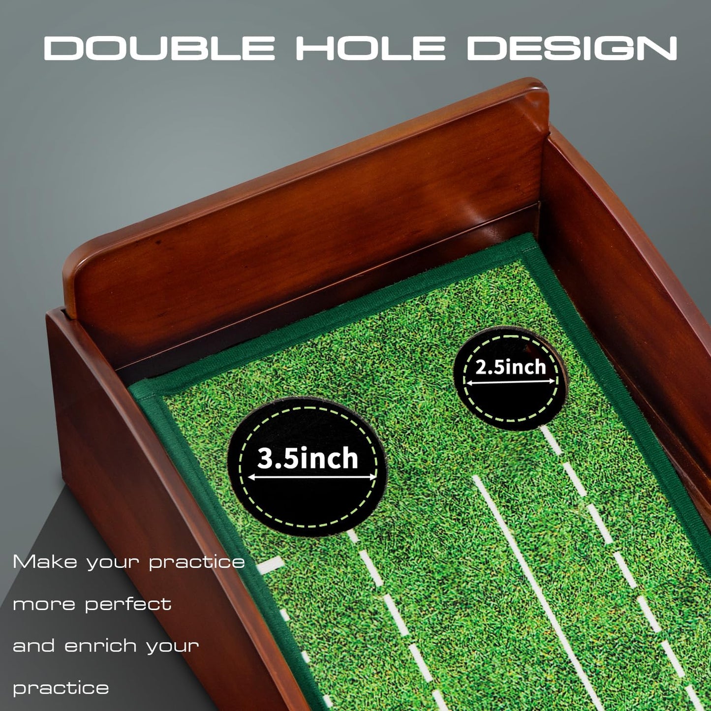Eleko Meyar Golf Putting Mat, Portable Indoor Putting Green, Includes Putting Practice Ball, Wrinkle-Free Mat, Solid Wood Construction – Suitable for Office, Living Room,Outdoor, Golf Gifts