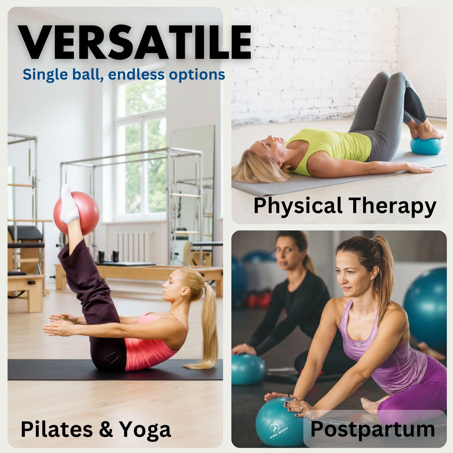ProBody Pilates Ball 9 Inch - Small Exercise Ball for Stability, Barre, Core, Ab Workouts, Yoga, & Physical Therapy (Turquoise)
