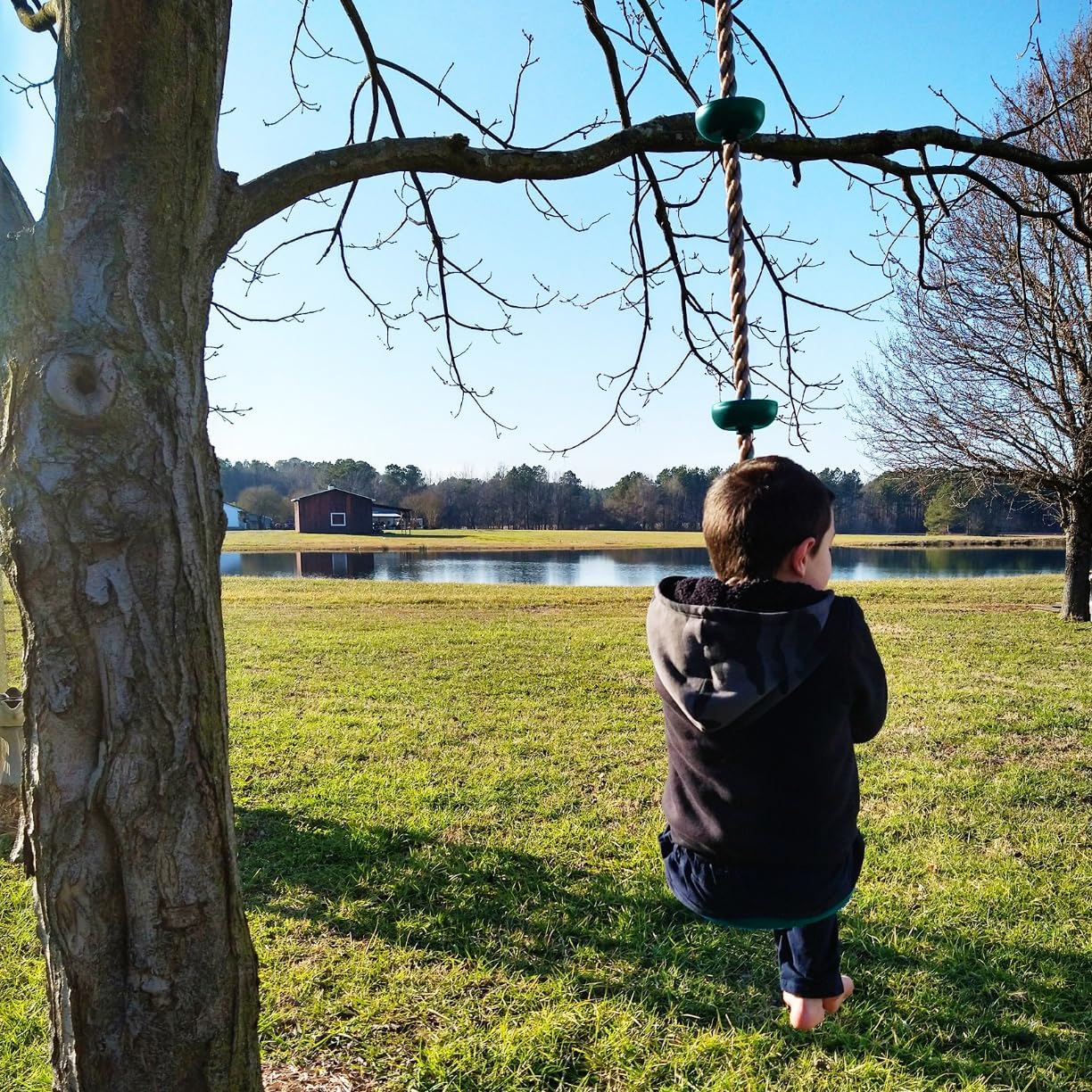 Skiennix Climbing Rope Set - Disc Swing Seat with Bonus Hanging Strap & Carabiner | Playground Fun for Kids