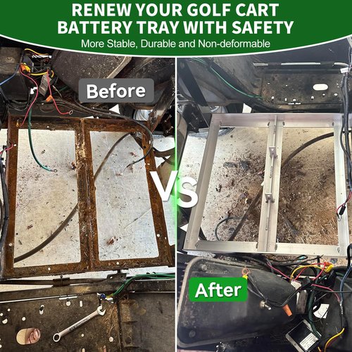 Cartalia Aluminum Battery Tray Rack No Need Drilling and Cutting for 1994+ EZGO TXT/Medalist, Freedom TXT, Valor 36V/48V Electric Golf Cart, Hangers Holder Replacement #70046-G01 Included All Hardware