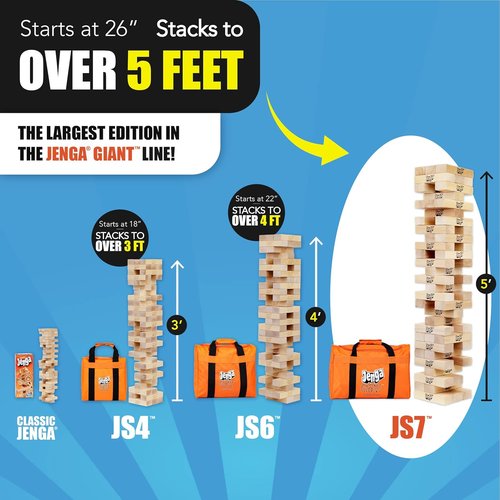 Jenga GIANT Hardwood Blocks - Stacks Over 5 Feet - Officially Licensed Game | Perfect for Family Fun